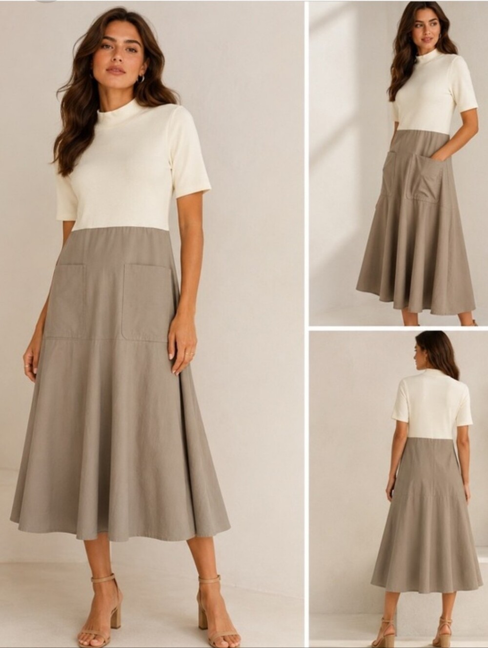 #16. Zara Knit Contrast Poplin Midi Dress - Picture 8 of 8